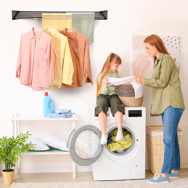 JolyBay Wall Mounted Laundry Drying Rack, Retractable Clothes Drying Rack