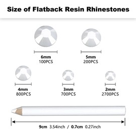 Briskbloom 4500PCS Resin Flatback Rhinestone, 2mm 3mm 4mm 5mm 6mm Solid White Flatback Rhinestones for Tumblers, Nails Art, Mugs, Bottles, Craft Decoration, Loose Bling Glitter Gem Stone