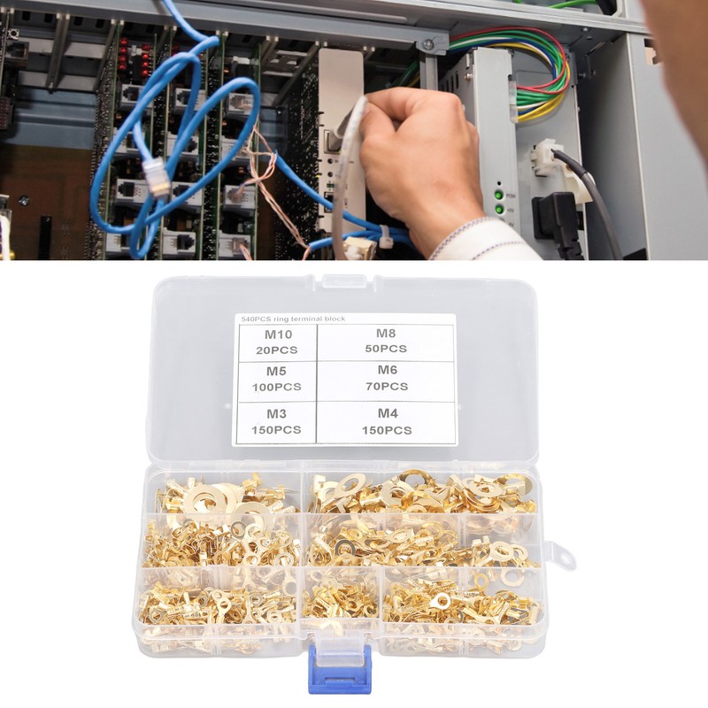 540Pcs Gold Brass Ring Terminal M3 M4 M5 M6 M8
