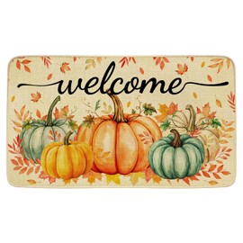 JWXCBIM Fall Welcome Door Mat, Pumpkin Autumn Doormat Indoor Outdoor Non-Slip Mat for Home Entrance, Outside Entry, Floor, Patio 17x30 Inches (Pumpkin 1)