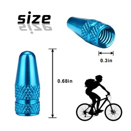 Bike Presta Valve Caps Blue Aluminum Anodized Colorful Bike Air Dust Valve Stem Covers Fit Presta/French MTB Mountain,Road Bike-Fully Thread, Rocket Design (5 Pack)