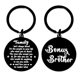 Bonus Brother Gifts from Sister Step Brother Keychain for Men Boys Birthday Gifts for Bonus Brother In Law Christmas Graduation Gifts for Unbiological Brother Stepbrother Gift Bonus Brother Key Chain