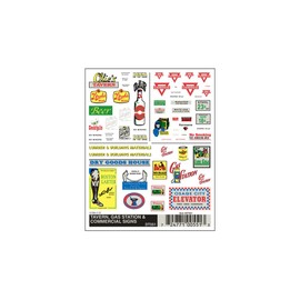 Woodland Scenics Tavern, Gas Station, & Comm. Signs Dry Transfer Decals