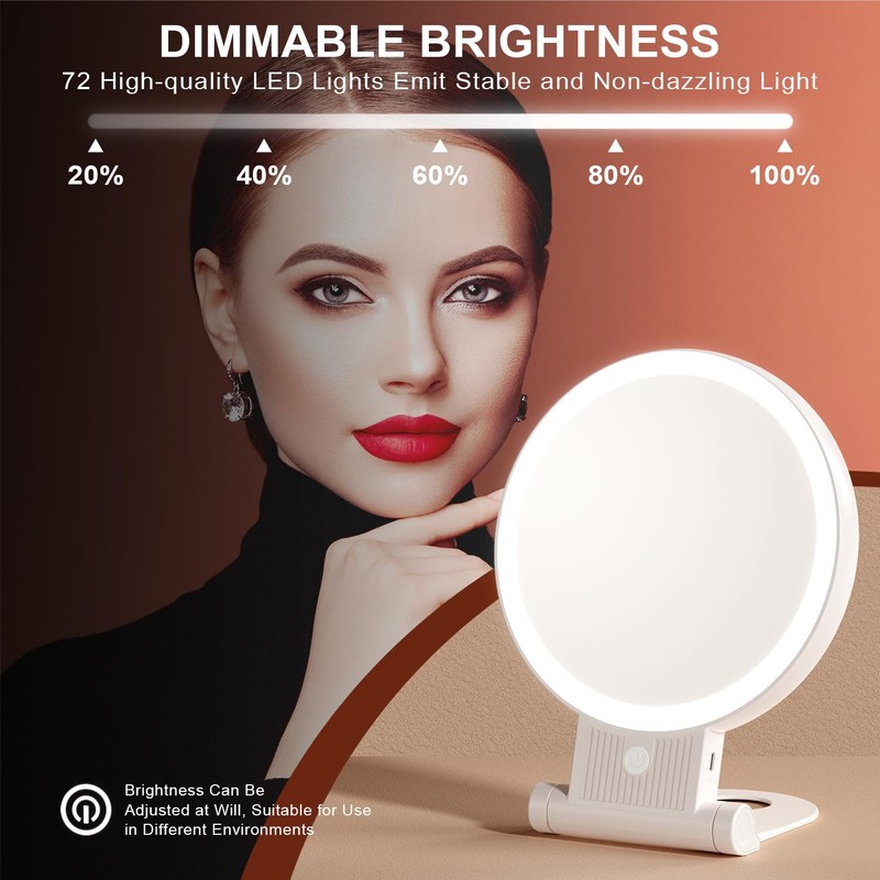 1X/20X Magnifying Mirror with Light, Double Sided Makeup Mirror with