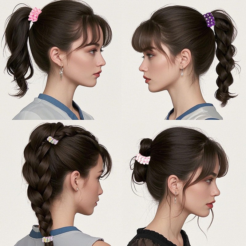 Flomiara Spiral-Haargummis, wasserdicht, keine Beschädigung, Kunststoff-Spiralhaarbänder, stilvoll für Damen, Mädchen,