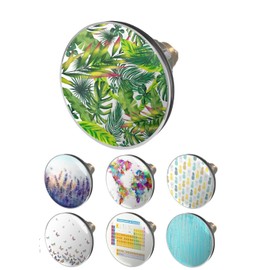 arteneur® Pop-Up Sink Plug with Jungle Leaves Motif, Drain Strainer, Double Seal, Universal Drain Plug 34 mm - 41 mm, Pop-Up Valve Sink Plug