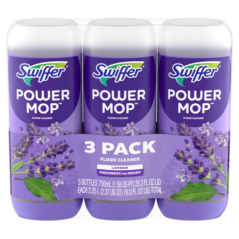 Swiffer PowerMop Floor Cleaning Solution with Lavender Scent, Triple Pack
