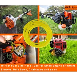 Fuel Line Hose 10 Feet (3 Meter)-I.D 3/32" X O.D 3/16" Tube for Poulan Craftsman Lawn Mower Chainsaw String Trimmer Blower power tools 2 Cycle Small Engine 530069216