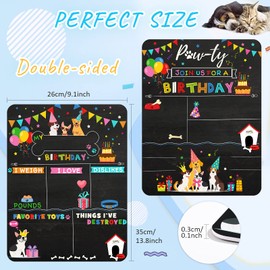 Pet Birthday Milestone Board Dog Birthday Chalkboard Sign Colorful Puppy Monthly Board Sign Reusable Double Sided Doggy Chalkboard Sign for Photo Props Party Supplies Decoration 13.7 x 10 Inch
