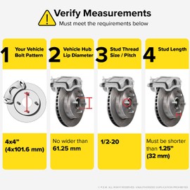 1.25 inch Golf Cart Wheel Spacers (4x4 Bolt Pattern, 62mm Bore, 1/2x20 Studs, Cone Seat Nuts) Compatible with EZ GO EZGO Club Car (Widens Track by 2.5 inches) 4x101.6 32mm 4pcs