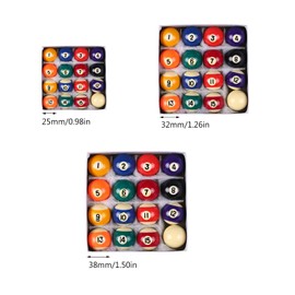 16Pcs Small Tabletop Pool Table Balls, Small Pool Cue Balls Full Set, Indoor Table Game Kids Adults Toy 0.98/1.25/1.49Inch Optional (Ball Diameter 0.98")