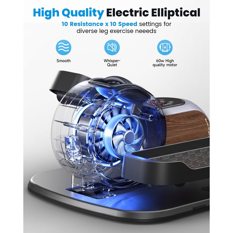 Under Desk Ellipse Machine,Motorized Ellipse Leg Exerciser for Seniors Fully