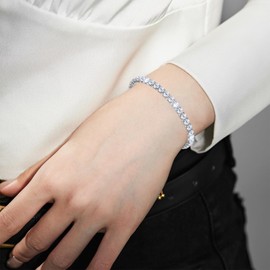 SUNSH Bracelet for Women,Sterling Silver Tennis Bracelet Crystal Slider Bracelet Women Adjustable Gift for Her Gifts for Women Jewellery for Wife Girlfriend Anniversary Birthday Valentines