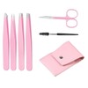 Fokmuaex 6Pcs Eyebrow Tweezers Set - Stainless Steel Slant &