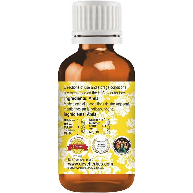 Deve Herbes Pure Amla Oil (Emblica officinalis) 10ml (0.33 oz)