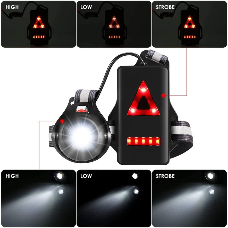 ALOVECO Outdoor Night Running Lights LED Chest Light Back Warning