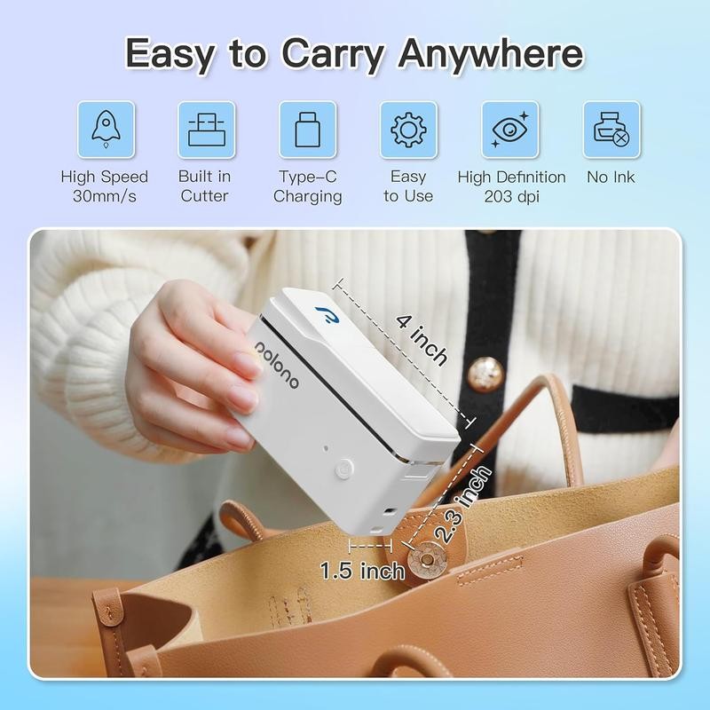 P31S Label Printer with Roll Tape, Portable Thermal Printer and