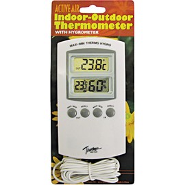 Hydrofarm Activeair HGIOHT Active Air Indoor-Outdoor Thermometer W/Hygrometer, White