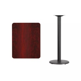 Belnick 24" x 30" Mahogany Laminate Table Top With Base - Bar Height Restaurant Table