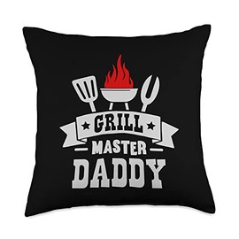 Barbecue Grill Daddy BBQ Master Smoker Chef Dad Griller Throw Pillow