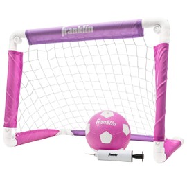 Franklin Sports Kids Soccer Goal with Ball and Pump – 24inch x 16inch Folding Goal – Great for Backyard or Indoor Play – Pink/Purple