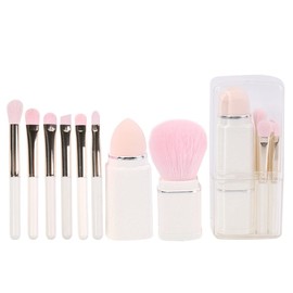 Laluna Makeup Brushes, Set of 8, Popular, Cute, Mini, Portable, Compact, Travel Storageable Capsule Makeup Brushes, Makeup Brushes, Eye Shadow, Powder Brush, Suitable for Sensitive Skin, Soft, Dense