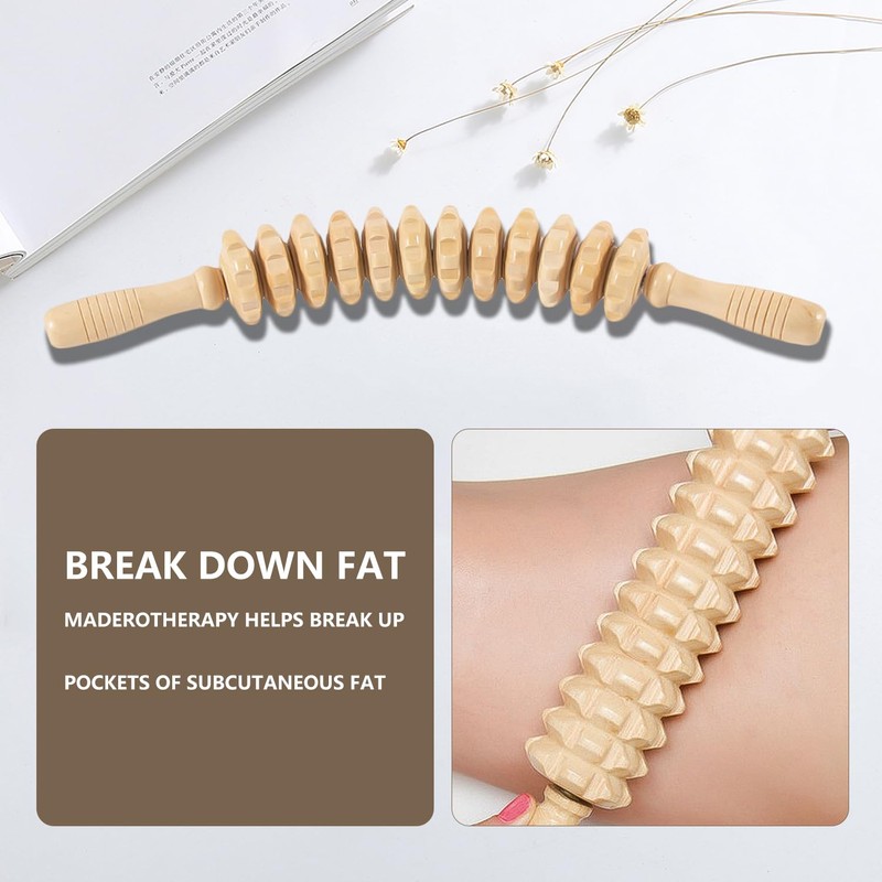 Lezevn Muscle Roller Stick Natural Massage Ease Deep Tissue Wooden