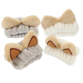 Healvian 4pcs Water Absorption Wristband for Skincare and Comfortable Face Washing Wristbands Cat Ear Design for Women and Girls Grey and Colors