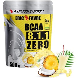 BCAA 8.1.1 Zero Essential Amino Acids Leucine, Valine and Isoleucine Muscle Building Vegan Allies for Effective Training Performance Increase French Laboratory Eric Favre 500 g Piña Colada