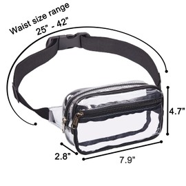 Clear Fanny Pack,Stadium Approved Clear Belt Bag for Women Men,Small Waist Pouch for Workout,Festival, Games,Travel and Concerts
