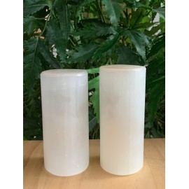 GAF TREASURES 2 paquetes de cilindro armonizador de selenita, bloque de yeso de piedras preciosas cilíndricas, meditación y cristales curativos