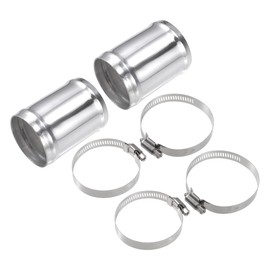 X AUTOHAUX OD 2.25" 57mm Length 3" 76mm Aluminum Alloy Tube Intercooler Pipe Straight Air Intake Tube with 4 Clamps Silver Tone for Car