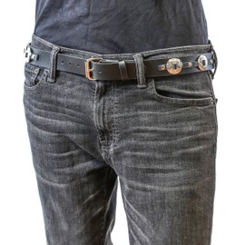 Concho Belt Made In USA Real Leather Punk Goth Thrash Metal (M-34)