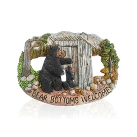 Black Bear Decorations for Home - Mama Bear Sign Bear Bottoms Welcome Home Decor Bear Cabin Wall Hanging - Wilderness Bathroom Decor Welcome Bear Sign - Bear Wall Decor Bear Pictures Wall Art