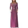 WNEEDU Maxi Dress for Women 3/4 Sleeve Dress Women's Long
