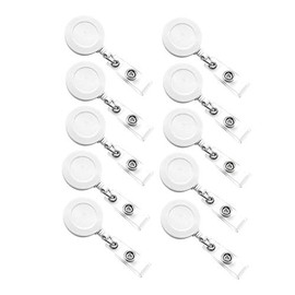 10Pcs Retractable Reel Badge Holder with Belt Clip Badge Reel Holder Office School Supplies for Name Tags Work Badge ID Cards (White)