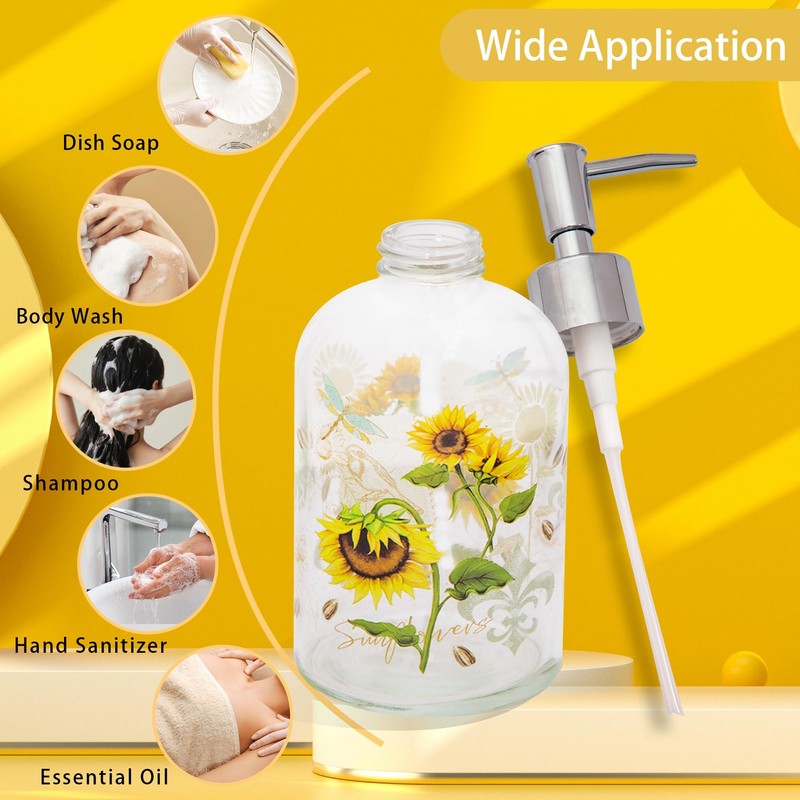 Topadorn 17 Oz Glass Soap Dispenser with Rust Proof Stainless