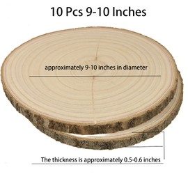 GRCEOY Large Wood Slices for Centerpieces 10 Pack 9-10 inches Rustic Wedding Centerpieces Table Decorations Natural Wood Rounds for Crafts Decor Wooden Circles Discs