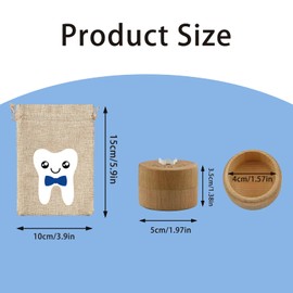 fKiZanthene Wooden Tooth Fairy Box, 3D Carved Wooden Tooth Box & Tooth Fairy Bag Set, Keepsake Tooth Holder for Kids, Decorative Pouch for Girls, Ideal Teeth Storage Gift