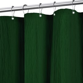 Tititex Dark Green Crumpled Shower Curtain, Textured Heavy Duty 156GSM Fabric, Hotel Luxury Bathroom Decorative Waterproof Curtian 72x72 Inch with 12 Hooks