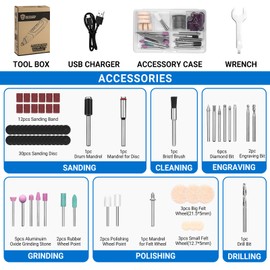 Mini Cordless Rotary Tool:DEKOPRO 3.6V Rotary Tool Variable Speed Display with Type-C Charging, Power Rotary Tool with 70 Accessories for Sanding, Engraving, Polishing, Drilling, Cutting, DIY