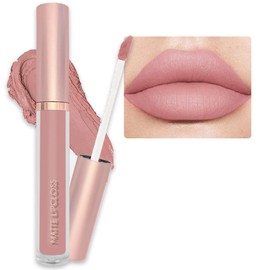 HAORQEE Nude Matte Lipstick, Lip Gloss Liquid Lipsticks Long Lasting Waterproof Non Stick Cup Moisturizing Velvet Pink Smooth Lip Stain for Women Makeup