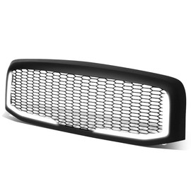 Honeycomb Mesh Matte Front Bumper Hood Grille Grill+L-LED DRL Compatible with Dodge Ram 1500 2500 3500 06-09