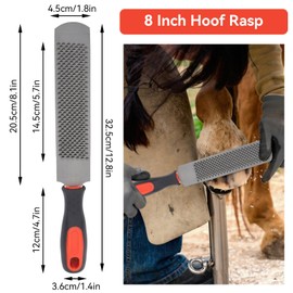 Hoof Rasp with Rubber Handle, 200 mm Double-Sided Carbon Steel Hoof Rasp for Horse, Goat, Cow, Donkey, Animal, Hoof, Blacksmith Tool
