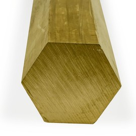 360 Brass Hex Bar, Unpolished (Mill) Finish, Extruded, H02 Temper, ASTM B16, 0.625" Across Flats, 12" Length, OnlineMetals