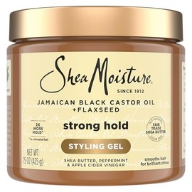 SheaMoisture Styling Strong Hold Styling Gel for Natural, Chemically Processed or Heat Styled Hair Jamaican Black Castor Oil and Flaxseed Paraben-Free Anti-Frizz Hair Gel 15 oz