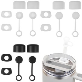 MAGICLULU 6 Set Silicone Spill Proof Stopper Tumbler Leakproof Spill Stopper Cup Straw Cover Topper Set for Tumbler Accessories(Black+White+Clear)
