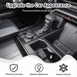 HIRUFAIT Gear Shift Panel Cover Compatible with 2022-2025 Toyot@ Tundra *4WD* & 2023-2025 Sequoia *4WD*, ABS Plastic Center Console Scratch-Resistant Trim - Tundra Accessories (Carbon Fiber Pattern)