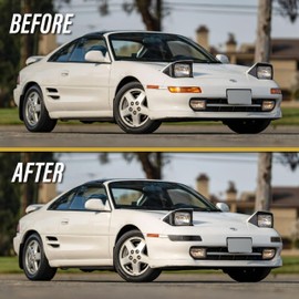 USR 91-95 MR-2 Turn Signal Light – 4 pieces Front Bumper Signal Lamps (Left + Right) - Compatible with 1991-1995 Toyota MR2 SW20 All Models US SPEC (Black Housing Clear Lens with Bulbs and Sockets)