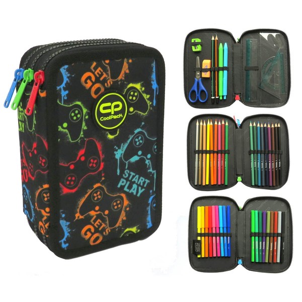 CoolPack XXL Pencil Case Boy, Pencil Case Large 44 Pieces